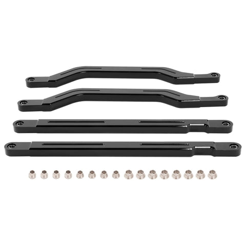 High Clearance Boxed Rear Radius Rods Arms For Polaris RZR XP 1000 And RZR XP 4 1000, 2017 To 2023, Aluminum And 304 Stainless Steel, Powder Coated Finish, Built Tough For Off Road Suspension Upgrade, four black rods and bushings