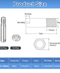 Diagram showing dimensions of 10Pcs Slotted Cylindrical Pin Set M2.5 x 10mm 304 Stainless Steel Dowel With Nut External Thread Locating Pin