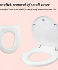 No Drama Thick Polypropylene Toilet Seat With Dead Smooth Slow Close Lid And Quick Release Hinges For Universal Bathroom Fixtures showing oval shape and removable child cover.