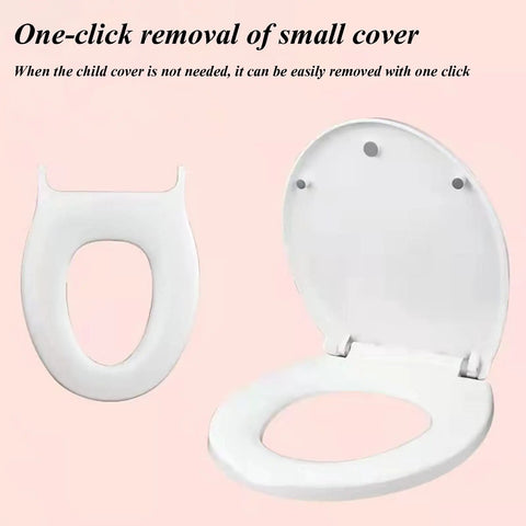 No Drama Thick Polypropylene Toilet Seat With Dead Smooth Slow Close Lid And Quick Release Hinges For Universal Bathroom Fixtures showing oval shape and removable child cover.