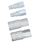 Bad Boy Heavy Duty Air Hose Fittings Rock Solid Three Eighths Inch Npt Air Coupler Plug Kit with silver steel couplers and plugs.