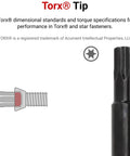 Torx T20 High-Torque Screwdriver with Three-Sided Handle Tip Detail, Premium Alloy Steel, Chrome-Plated for Rust Resistance, Made in USA.