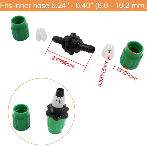 Expandable Garden Hose Repair Kit With Dual Channel Connectors For Three Quarter And Five Eighth Inch Hoses, parts layout