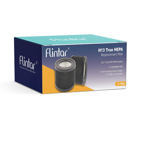 Box of 2-Pack Replacement Filter For TaoTronics TT-AP001 And VAVA VA-EE014 Air Purifiers with visible filter design.