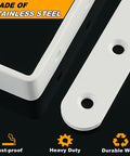 Heavy Duty White Floating Shelf Brackets 4 Pack L Brackets For Wall Mounted Storage Hella Sturdy Stainless Steel Build Rust Resistant close-up.