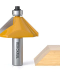 REKCKRUL 45° chamfer router bit with bearing, 1/2 in shank, carbide-tipped for precise edge trimming