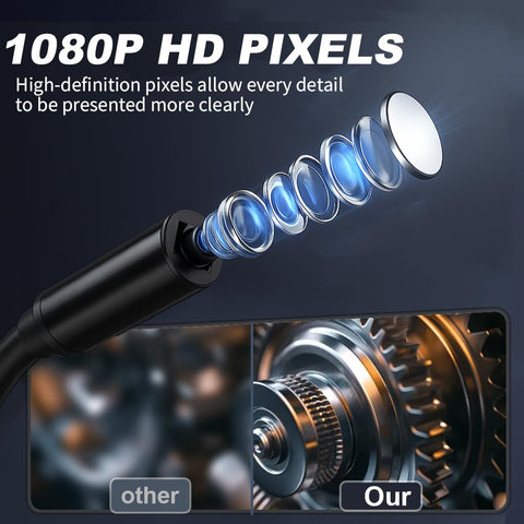 Borescope Inspection Camera With Light For Hard To Reach Areas 4.3 Inch HD Display IP67 Waterproof lens focus on gears