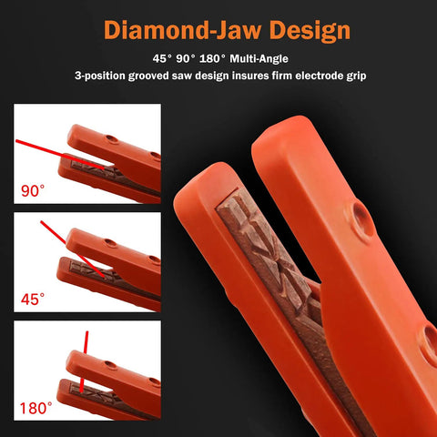 Diamond-jaw design on 300 Amp Welding Electrode Holder With Allen Wrench And Ferrule For Reliable Arc Welding Built Tough Pro Grade