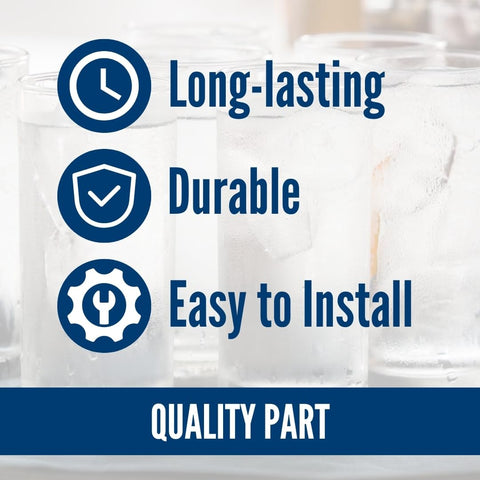 Image of Long-lasting, Durable, Easy to Install icons for Refrigerator Ice Maker Kit WR30X10093 Compatible Replacement For Refrigerators That Did Not Come With An Ice Maker Plug And Play No Fuss Install Keeps Ice Cold Food Safe During Power Outages And Ready To Use with icy glasses background