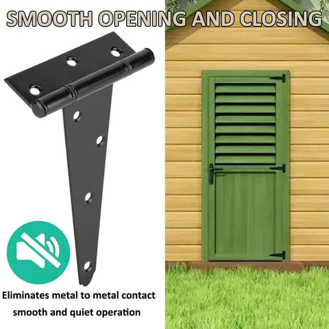 Heavy Duty T Shaped Hinges Pack Of 3 12 Inch Black Metal Foldable Gate Hardware For Garden Shed And Barn Doors rustproof hinge on shed door