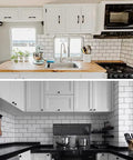 Polished White Peel and Stick Backsplash Tiles Set, 10 Sheets 12x12 PVC Ceramic Look in RV and Kitchen Interiors
