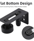 Barn Door Floor Guide Set Black Powder Coated Carbon Steel Construction With Durable POM Nylon Rollers 8 In 1 Adjustable
