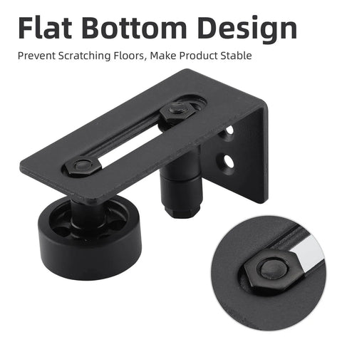 Sliding Barn Door Floor Guide With Adjustable Roller Wall Mount Eight Assembly Options Flush Bottom Design Black Finish