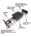 Image of Shop Grade Heavy Duty Linear Stage With Dual Guide Rails And Precision Ball Screw Drive, showcasing mobile panel and support base.