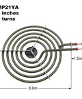 MP21YA 8 inch burner element for Porcelain Drip Pan Set With 6 Inch And 8 Inch Pans And MP15YA 6 Inch Burner Element And MP21YA 8 Inch Burner Unit For Frigidaire Kenmore Electric Range Replacement Easy Swap Replaces 318067041 318067051