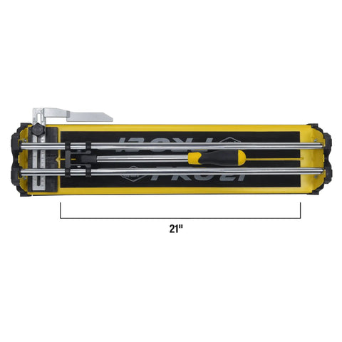 Top view of 21 Inch Tile Cutter With Seven Eighths Inch Titanium Coated Tungsten Carbide Scoring Wheel for ceramic and porcelain tiles.