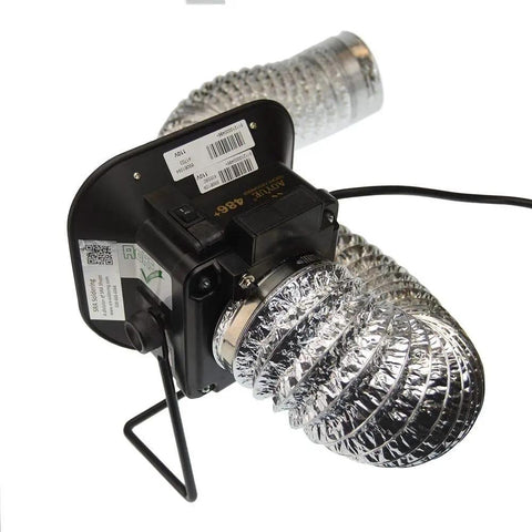 Back view of Pro Grade Fume Extractor And Smoke Absorber with exhaust hose and built in light activated carbon filtration, black unit.