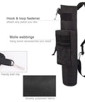 Lightweight Back Archery Quiver With Dual Use Foldable Hip Bag featuring MOLLE webbing, hook & loop fastener, and belt clip.