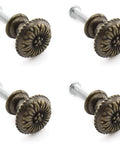 Four Pack Antique Bronze Round Flower Pattern Jewelry Box Pull Handles With Screws For Cabinet Drawer Wardrobe Zinc Alloy Knob Pull 17 X 15 Mm