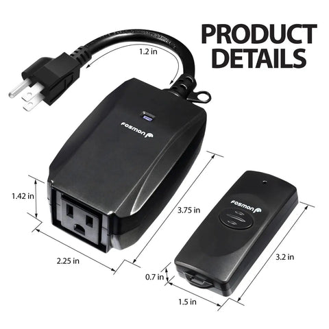 Weatherproof Outdoor Electrical Outlet Switch With Remote Control No Fuss Setup 3-Prong Plug-In ETL Listed Heavy Duty Outdoor Outlet Battery Included 1 Pack Lets You Turn Lights On Or Off From Indoors And Easy Pair Unpair