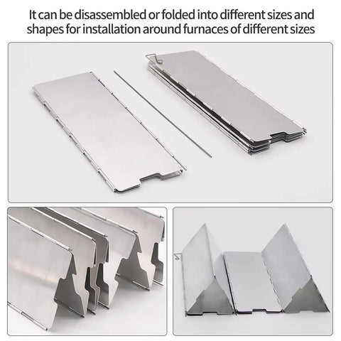 Tall 32.3 Inch By 9.5 Inch Aluminum Stove Windscreen With 10 Removable Plates Windproof Shield For Gas Backpack Stoves