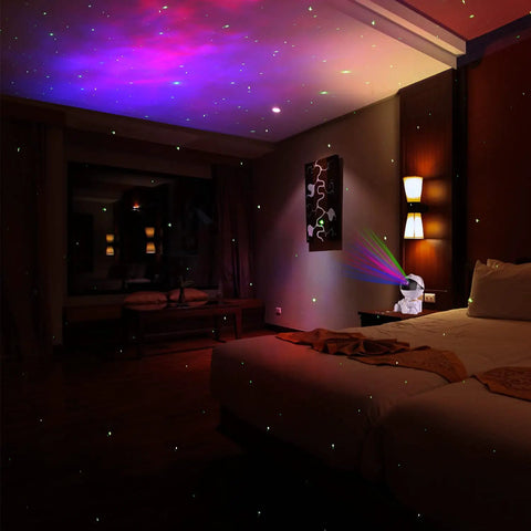Mini Galaxy Projector Night Light with Remote Control projecting nebula aurora on kids bedroom ceiling, cute astronaut version 2