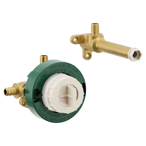 High Flow Single Handle Wall Mount Tub Filler With PEX Connections Rough In Valve Kit Includes Valve And Spout Manifold Customizable Layout With 180 Degree Rotating Valve And Spout