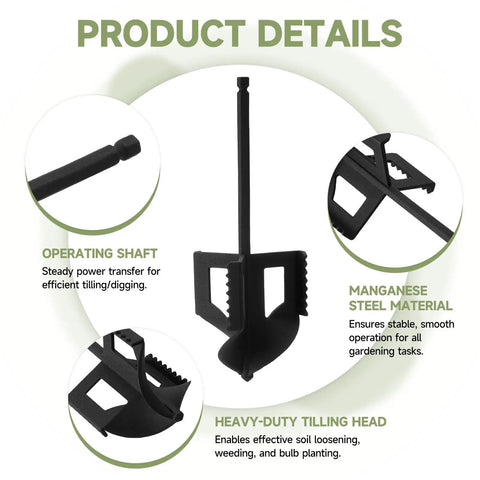 4 In 1 Garden Tool Attachments Cultivator Tiller Digger And Loosener Auger For Three Eighths Inch Hex Drive Drills product details