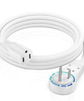 6 Foot 14 Gauge 360 Degree Rotating Flat Plug Extension Cord With 3 Prong Grounded Plug, Heavy Duty UL Listed Wire, White