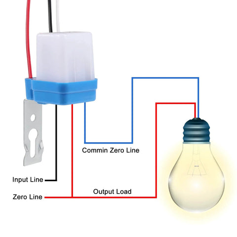 Six Pack 12V Photocell Switch No Brainer Auto On Off Light Sensor wiring diagram with light bulb and wires