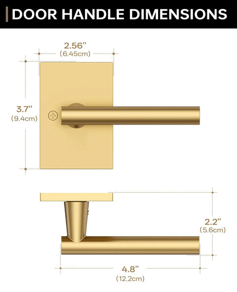 Champagne Bronze Dummy Interior Door Handles 1 Pack, nonfunctional lever with 2.56" plate and 4.8" handle