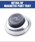 Bottom detail of Magnetic Tray Set For Mechanics Gearhead Favorite 3 Piece Round Stainless Steel Magnetic Parts Tray Kit