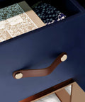 4 Pack Soft Genuine Leather Drawer Pulls Handles For Cabinets Wardrobes And Kitchen Closets 5.6 Inch Brown Installed on Drawer