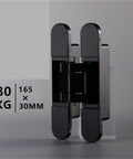 Side view of Two Pack Three Dimensional Adjustable Invisible Hinge For Hidden Folding Doors 180 Degree Cross Hinge Concealed