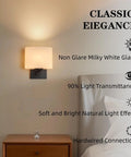 Modern Black Milk Glass Wall Sconces, 1 Pack Hardwired Wall Light Fixtures mounted beside a bed with soft light effect.