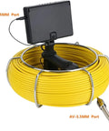 Pro Grade Sewer Inspection Camera Borescope With 4.3 Inch Monitor And 20 Meter Cable wrapped in a heavy-duty yellow cable.