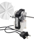 Universal Bathroom Vent Fan Motor Replacement Kit 50 CFM 120V Includes Plug And Play Motor And Blower Wheel For Nutone Broan Exhaust Fans Easy Install UL Certified Pro, showing motor and blower wheel with power plug.