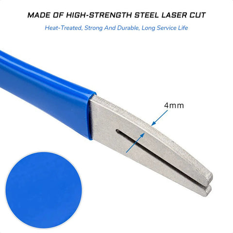 Close-up of a Bike Disc Rotor Truing Fork Tool Wrench for MTB Mountain and Road Bicycles, showing 4mm dual slot with ergonomic handle.
