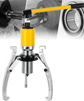 Heavy Duty Hydraulic Gear Bearing Puller 15 Ton Wheel Hub Removal Tool with yellow handle and metal arms for auto repair.
