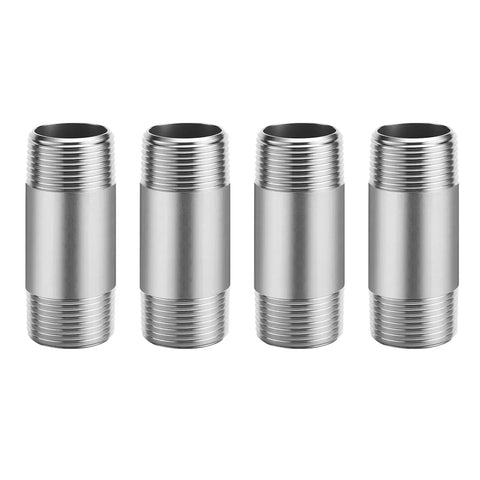 Set of 4 Three Eighths Inch Stainless Steel Pipe Nipple Set 304 Three Eighths Inch NPT To Three Eighths Inch NPT Heavy Duty SCH40