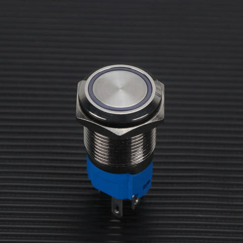 Stainless Steel Auto Reset Push Button Switch With White LED Ring Self Locking IP66 Waterproof Anti Rust Heavy Duty Industrial Control Starter Relay And Automotive Power Equipment 16mm