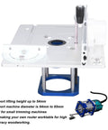 Must Have Router Table Lift Kit Featuring Smooth Adjustable Aluminum Platform And No Sweat Install Woodworking Insert Base Plate For 64mm To 65mm Routers close-up of aluminum platform with lift mechanism and router hole