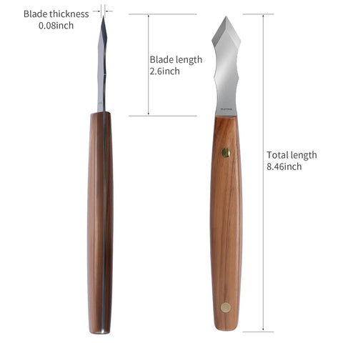 Heavy Duty Long Neck Marking Knife For Woodworking with 2.6-inch blade and brown dual-groove handle for precision work.