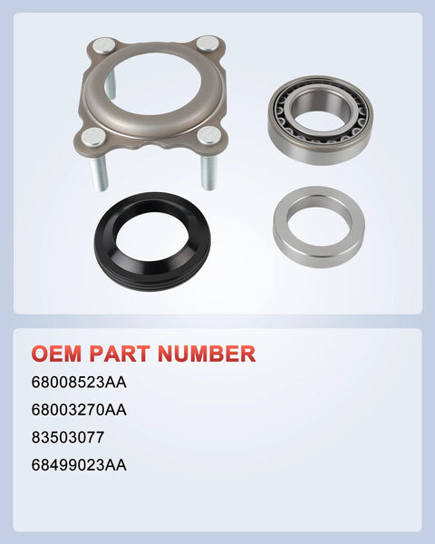 Rear Axle Bearing And Seal Kit For 2007 2017 Wrangler JK JKU Replacement Direct Fit With OEM Specs Includes OEM Numbers 68008523AA