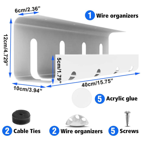Under Desk Cable Management Tray With No Drill Install Steel Wire Organizer Rack For Cords Large 15.7 Inch dimensions and features