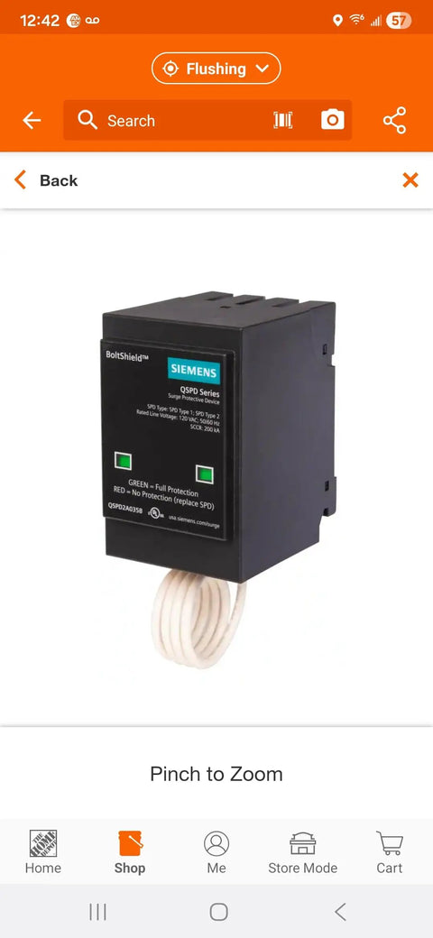 BoltShield Indoor Surge Protector For Home Panels, 35kA Per Phase SPD, quick plug-in unit with green red status lights
