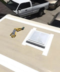 RV Roof Sealant Tape 4 Inch by 50 Foot White Pack of 2 installed around rooftop vent on RV