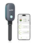 Bluetooth 2-In-1 Soil Moisture And Air Temperature Meter With App Remote Monitoring, device next to a smartphone app display