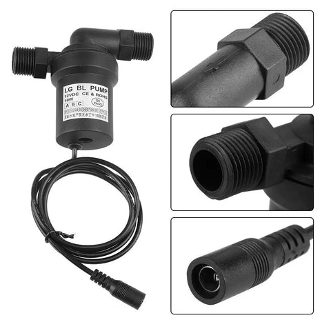 12V 10W DC Brushless Circulation Pump Solar Water Heater Hero High Temp Beast showing detailed connectors and cable.