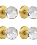 Crystal Glass Dummy Door Knobs 4 Pack Single Side Non Turning Round Half Dummy Set Satin Brass Easy Install